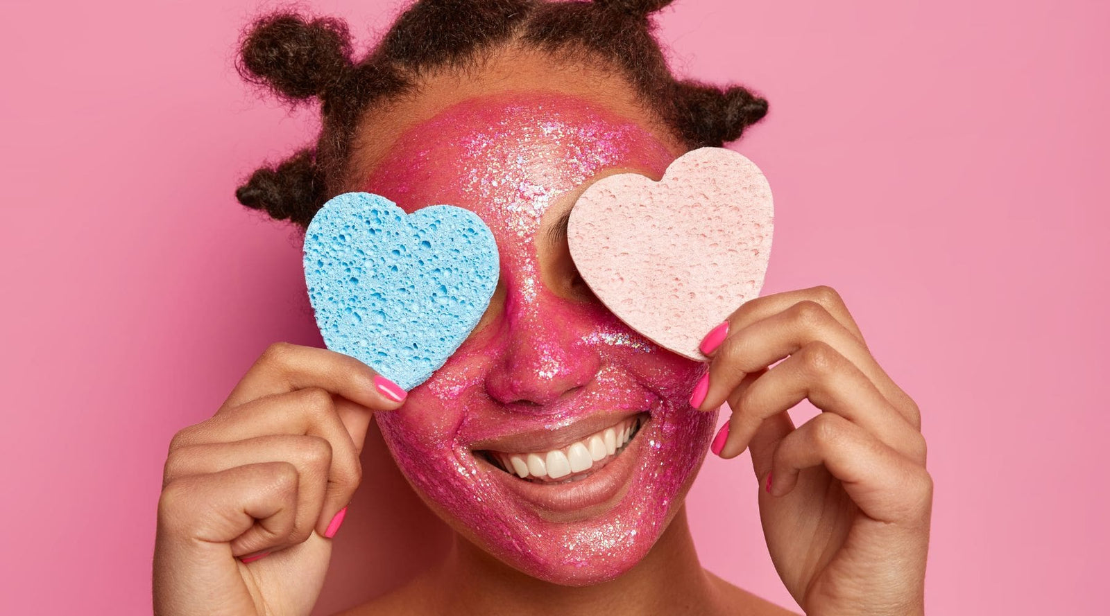 Woman loving using rose petals jelly mask